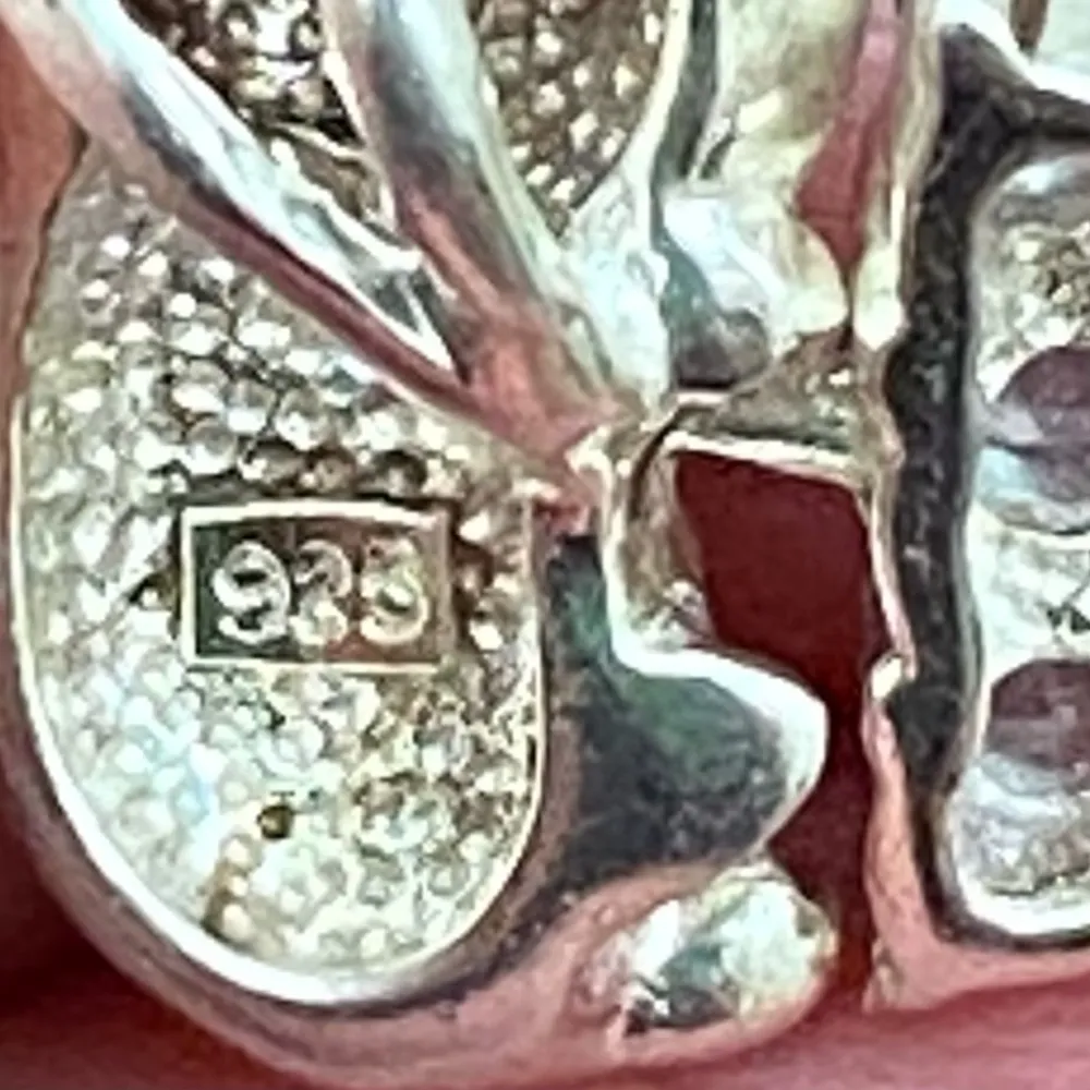 Vintage 925 Blue Topaz CZ Cubic Zirconia Garnet Eyes Koala Mini Pendant 2.9g - Image 10