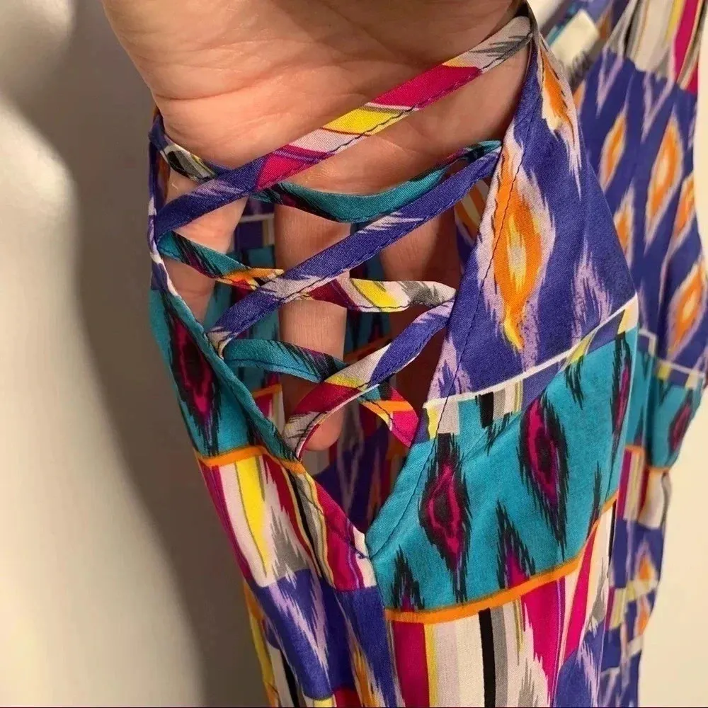 Rory Beca Fiery Printed Drawstring Silk Dress Size XS - Image 9