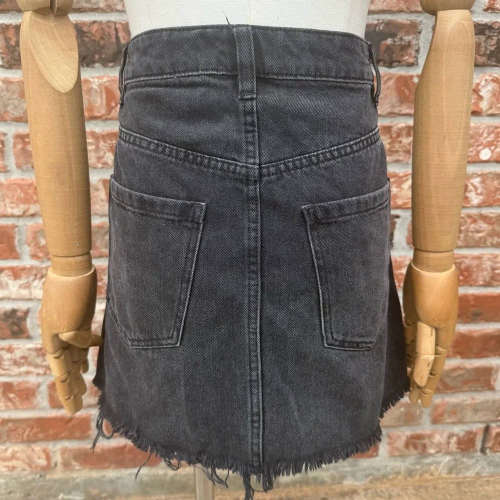 Free People We The Free Black Distressed Denim Skirt with Zipper / 26/4 / EUC - Image 5