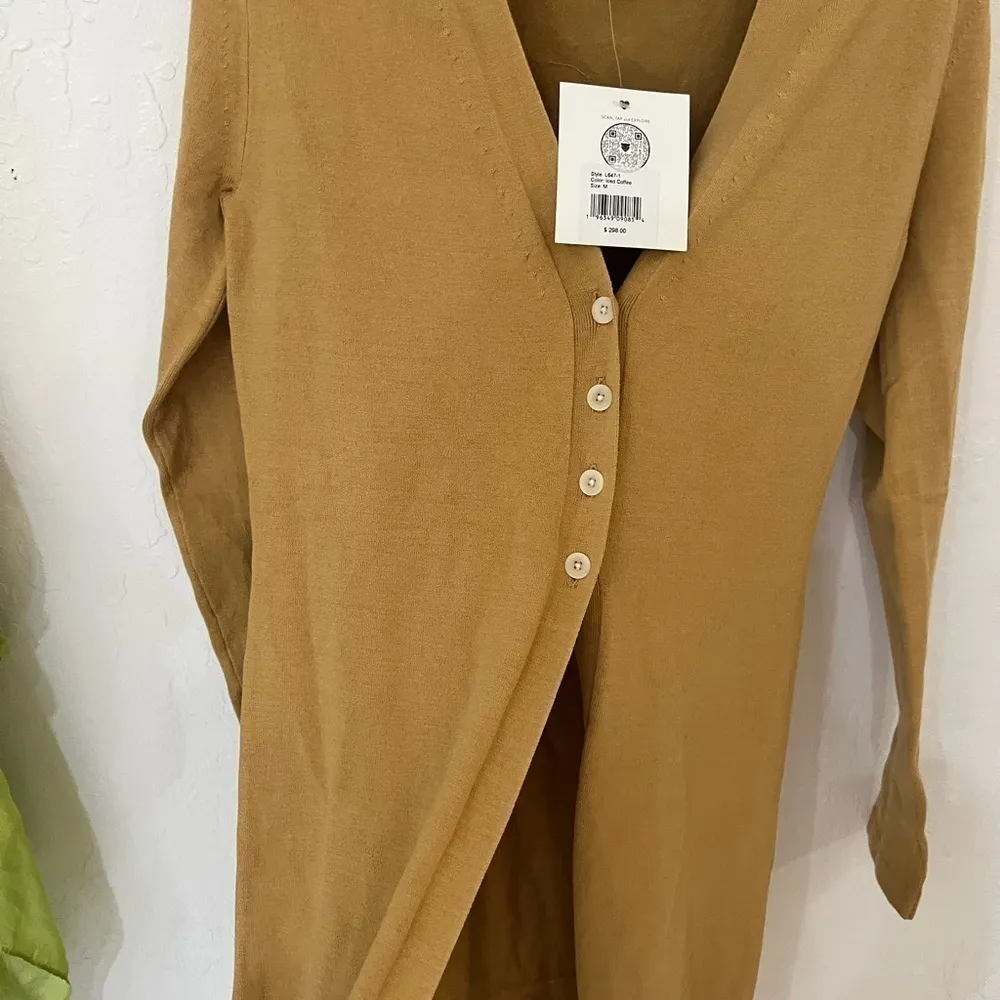 Lita by Ciara Iced Coffee Longline 4 Long sleeve Button Cardigan Size M Yellow Size M - Image 5