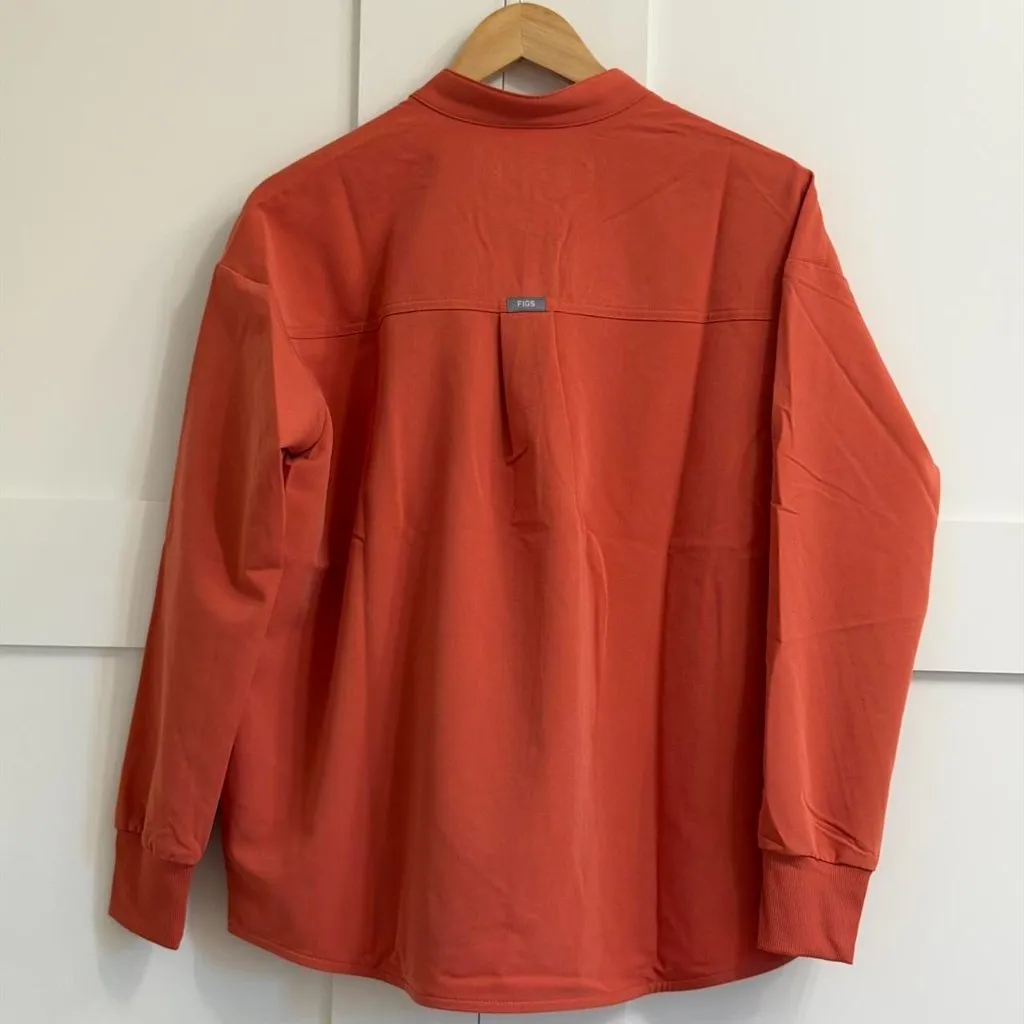 Figs Rafaela Oversized Longsleeve Scrub Top in Spiced Cider, Size Small - Image 12