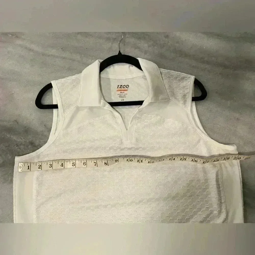 Izod Performance Movement Cool Fx White Collared V Neck Sleeveless Polo Size L - Image 10