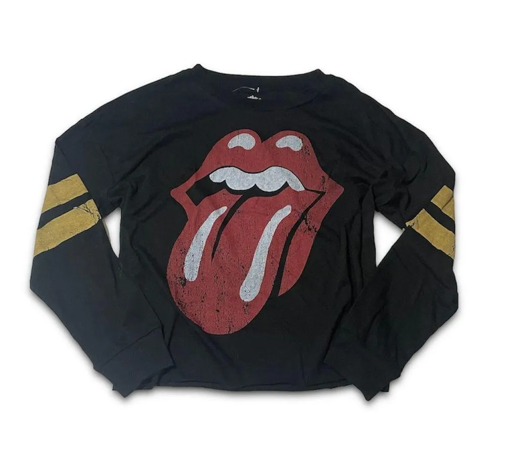 The Rolling Stones NWOT  Black Long Sleeves Lips Tongue Tee T-Shirt Top New Large - Image 2