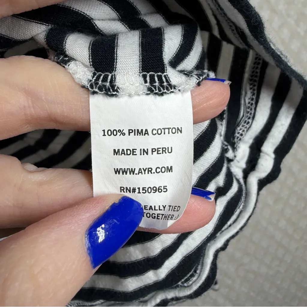 AYR Black White Striped The French Fry Pima Cotton Top - Image 4