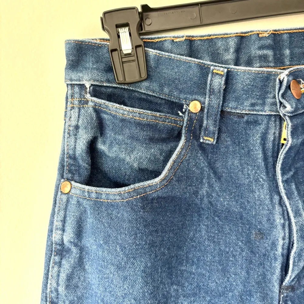 Wrangler Blue Wash Denim Straight Leg High Rise Jeans Loose Fit Western - Image 5