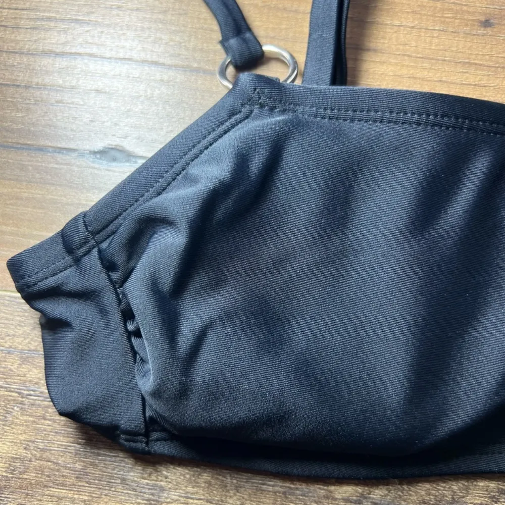 Xhilaration Women's Ring Bralette Bikini Top Black Adjustable Strap Padded Small - Image 5