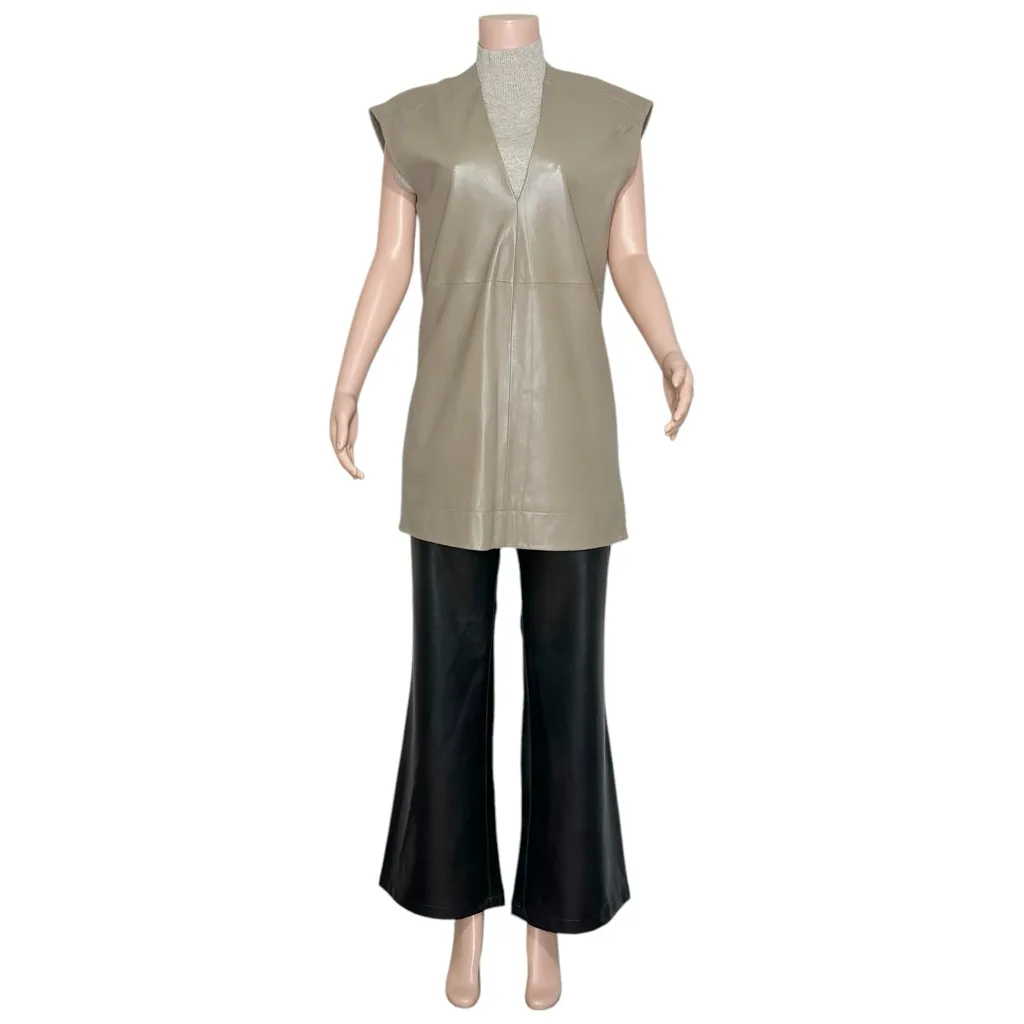 GANNI Lamb Leather Sleeveless Dress, Fossil, FR36/US4 - Image 9