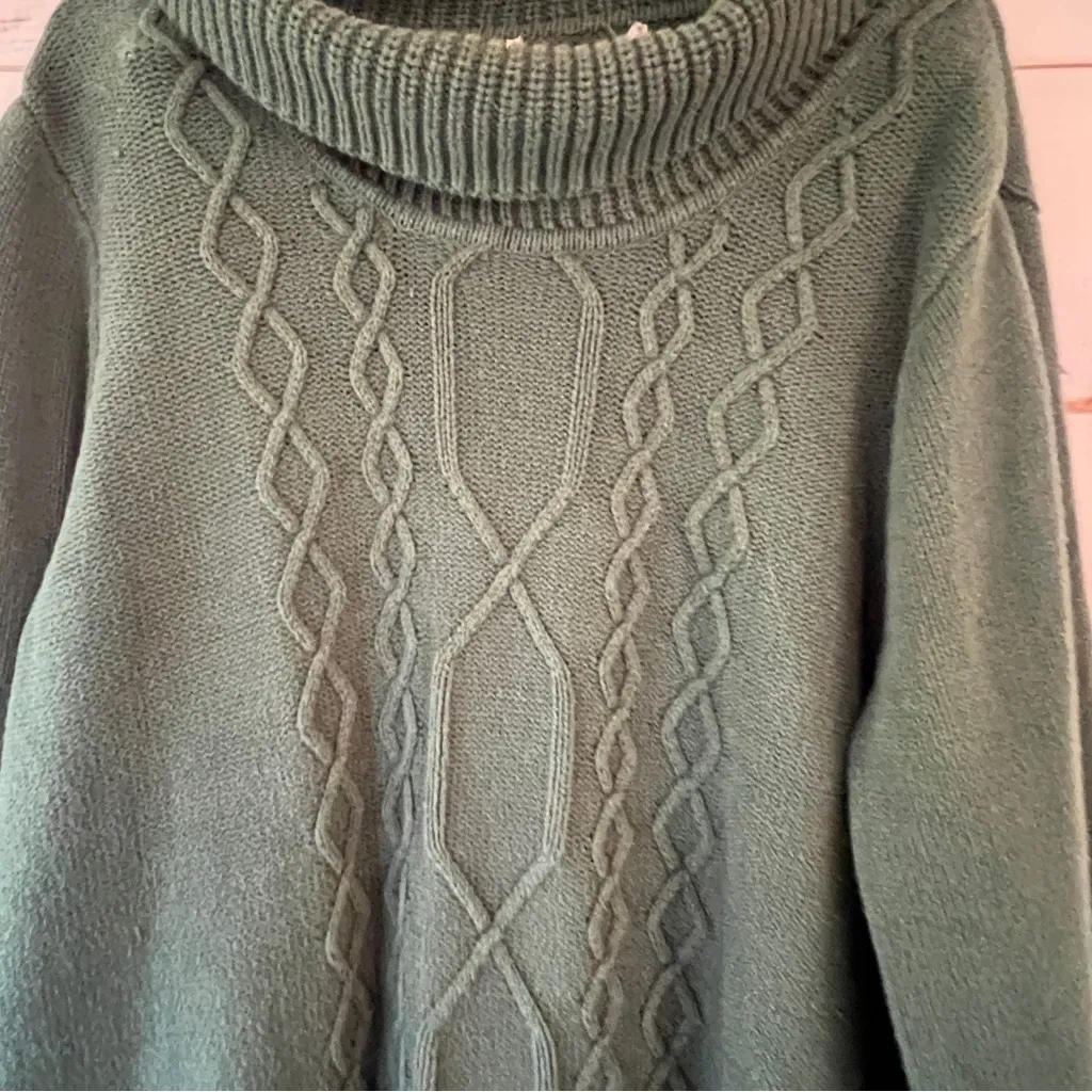 Cozy Green Cable Knit Sweater Style & Co size 3X - Image 3