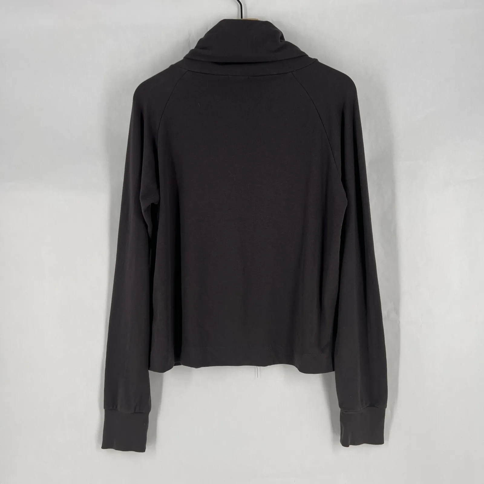 Lilla P Sweatshirt Womens Large Brown Cotton Cozy Knit Funnel Neck Button Front - Image 10