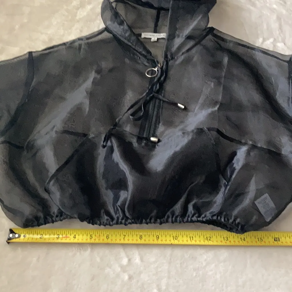Like New! Great looking sheer, black hoodie top - Image 8