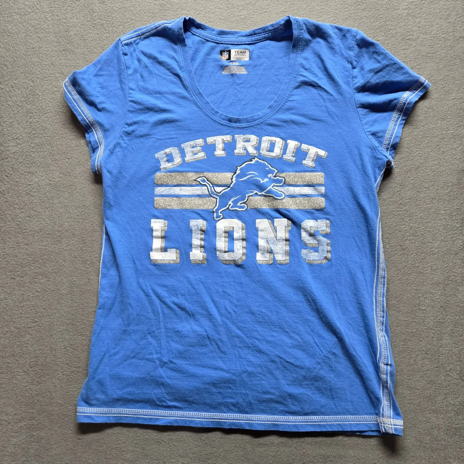 Detroit Lions NFL Team Apparel Womens Blue Graphic T Shirt Size L G - Image 3