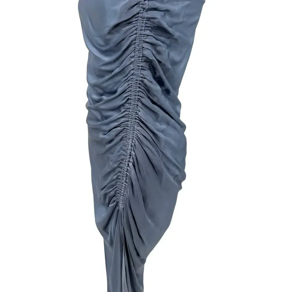 Shona Joy Lily‎ Bias Ruched Midi Dress Blue Smoke Size US 6 - Image 10