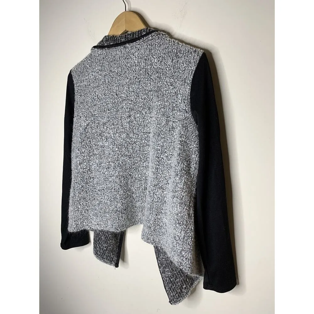 Roz & Ali Womens M Cardigan Sweater Black White Knit Stretch Casual USA Made - Image 4