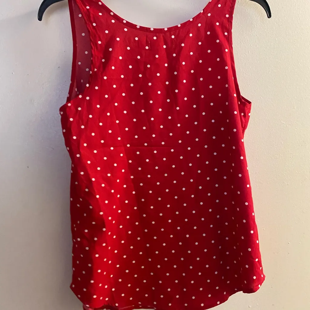 Faded Glory Womens Tank Top S Small Red & White Polka Dot Dots Bust 36” - Image 3