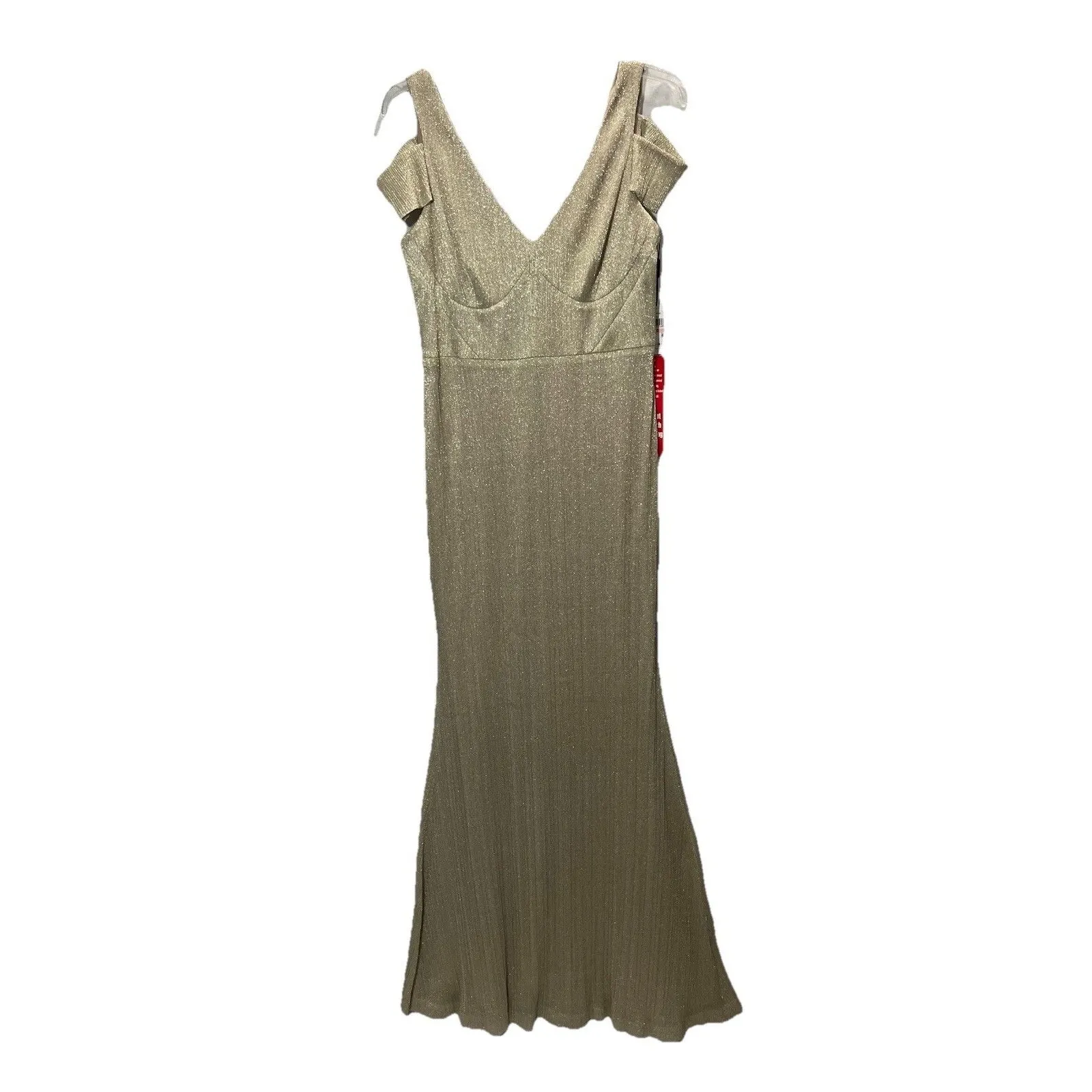 Calvin Klein Sz. 10 NWT Cold Shoulder Rose Gold Shimmer Evening Gown Dress - Image 3