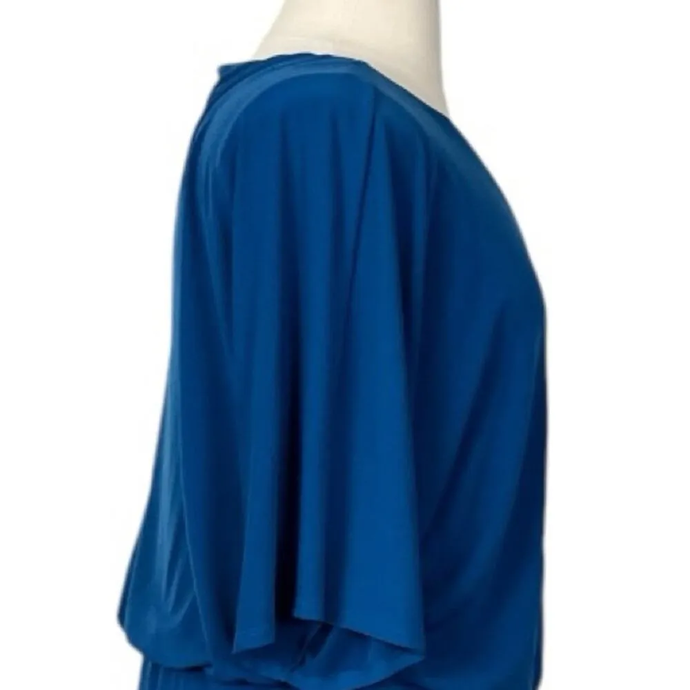 Donna Rico Dress Blouson Drape Elbow Sleeves Peacock Blue Women’s Plus Size 18W - Image 10