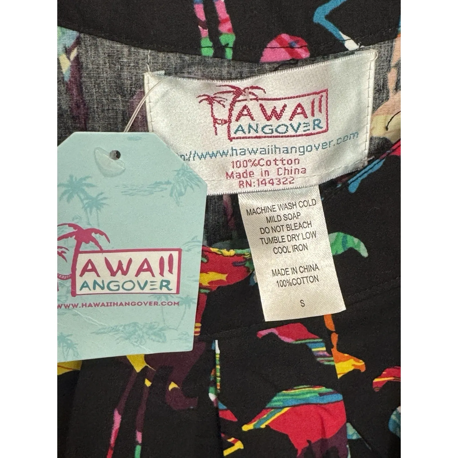 Hawaii Hangover Flamingo Party Dress Small NWT Black Multi Tropical Bird Summer - Image 7