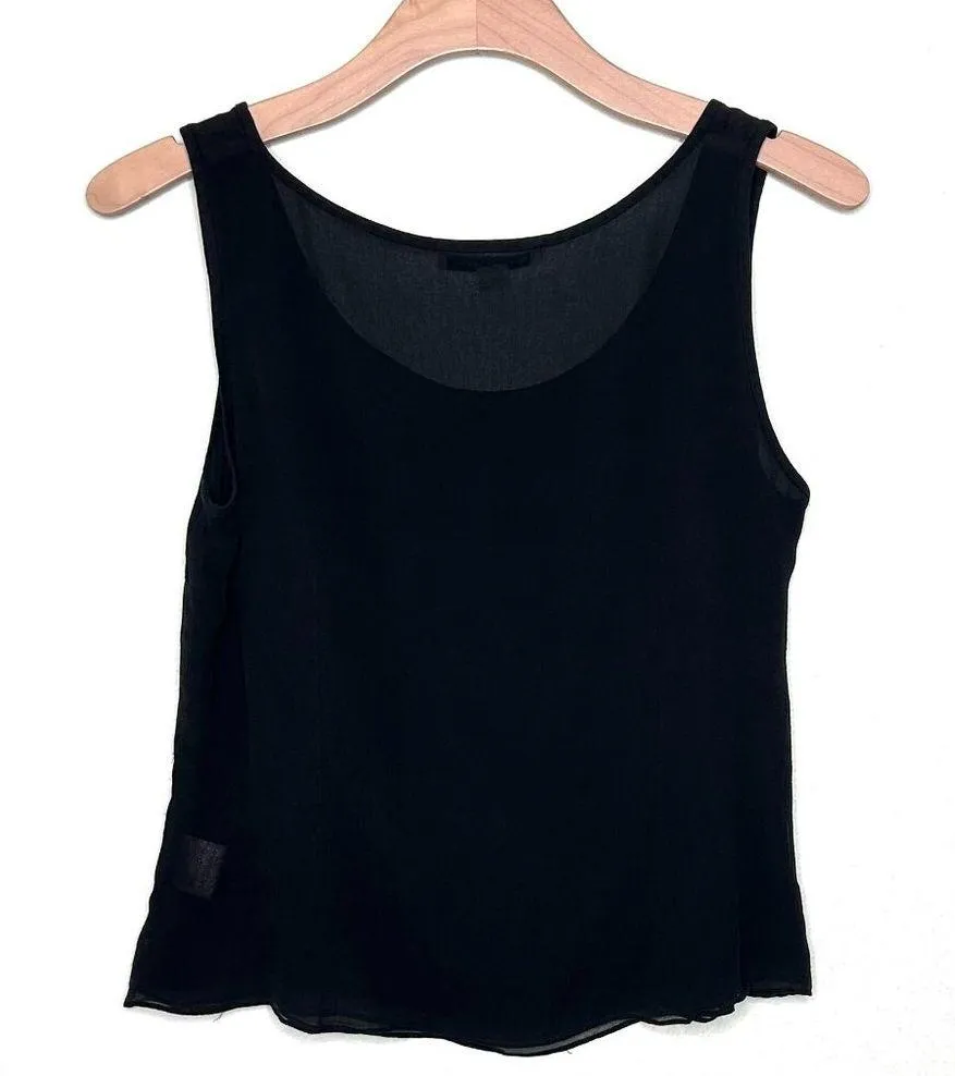 St. John Sheer Double Layer Silk Chine Tank in Black Size S - Image 2