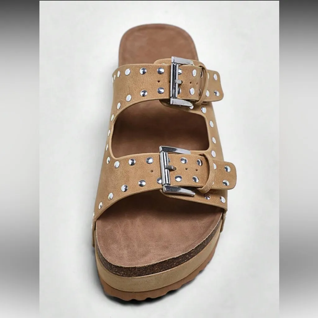 Stylish Tan Platform studded Sandals - Image 2