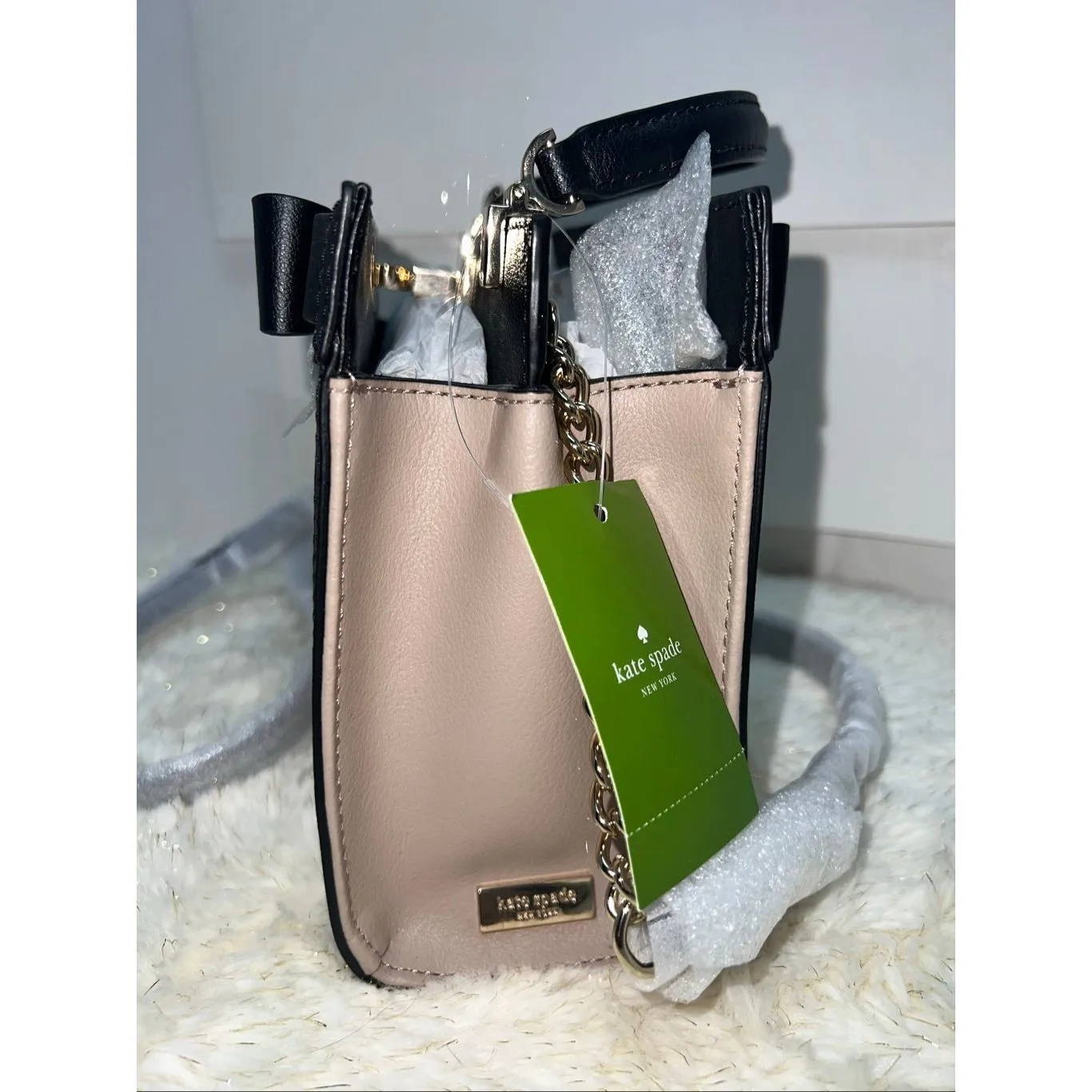 🔥🎁NWT! Kate Spade Mayfair Drive Mini Tullie Crossbody Handbag Almond/Black Msr - Image 6