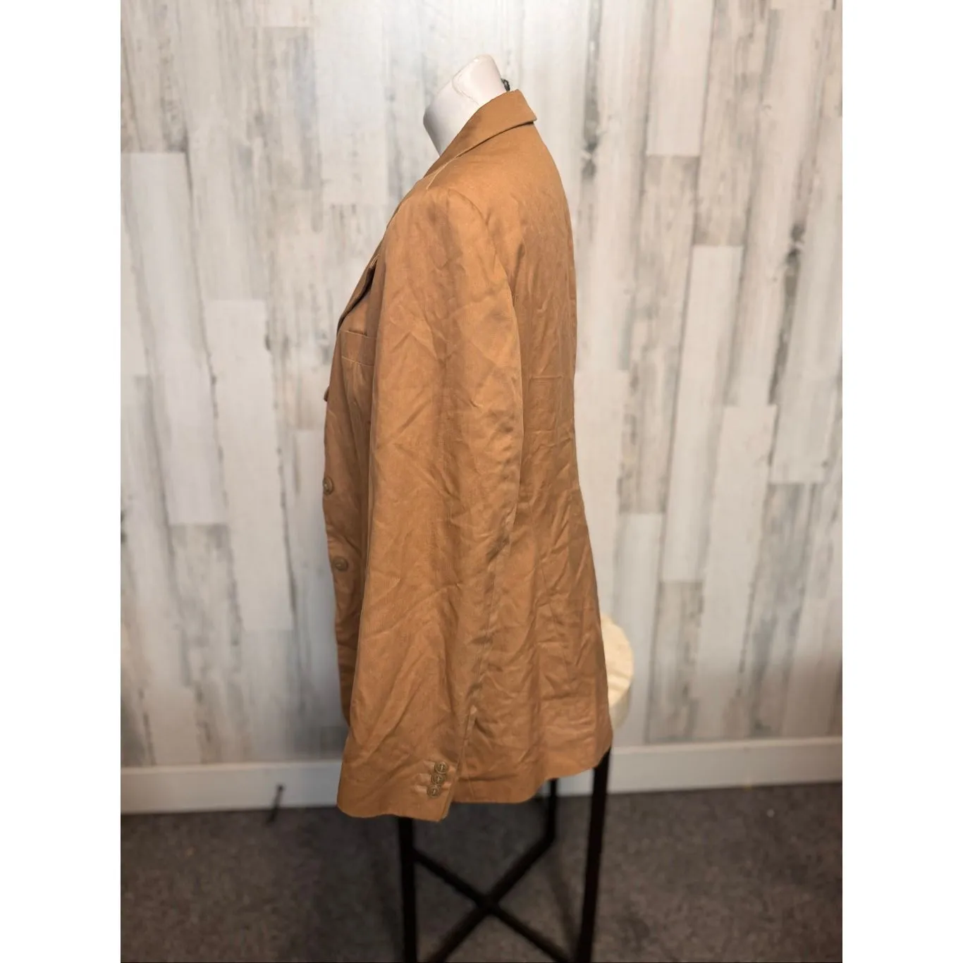 Casual Corner Women’s Longline Blazer Tan Size 10 – 100% Cotton Shell Brown - Image 5