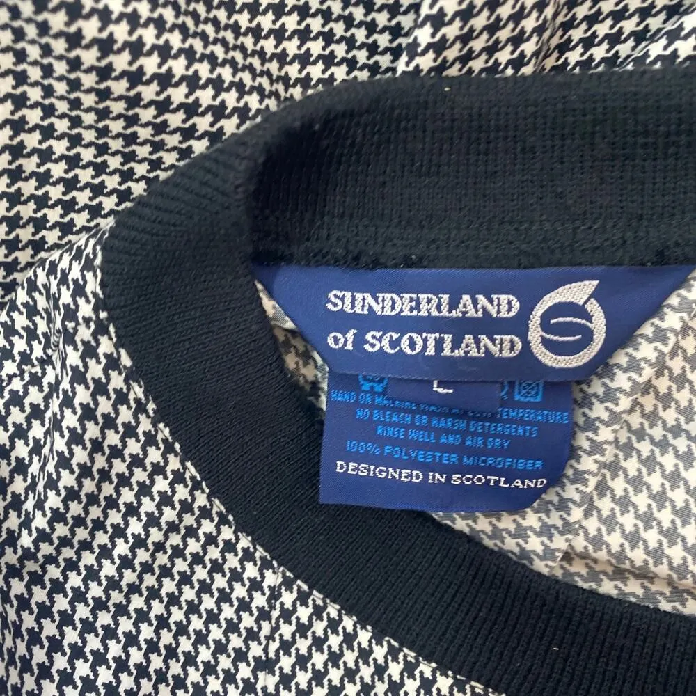 Sunderland Scotland LPGA Black White Houndstooth Golf Pullover women sz L Size L - Image 4