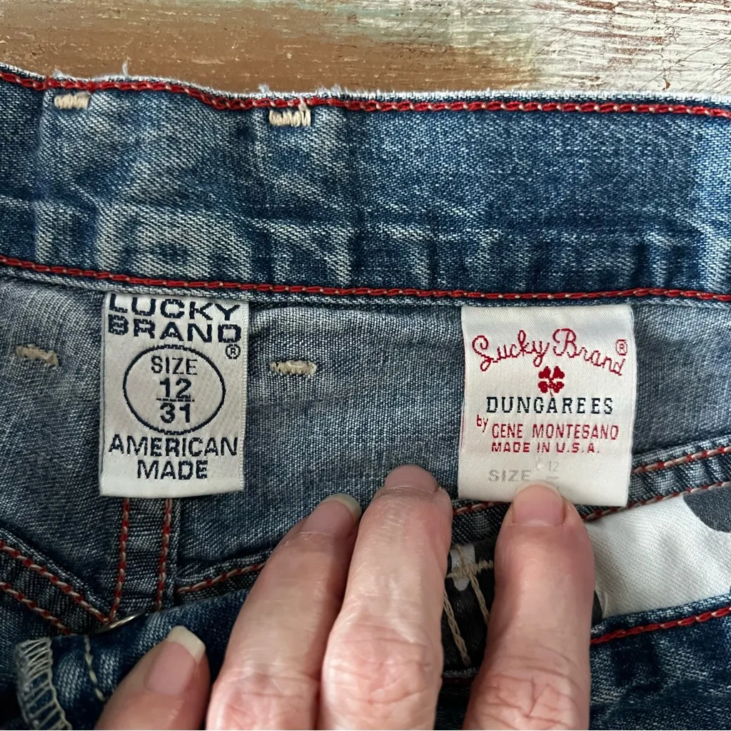 Lucky Brand Denim Button Fly Low Rise Cut Off Size 12/31 Blue Jean Shorts 32x4” - Image 6