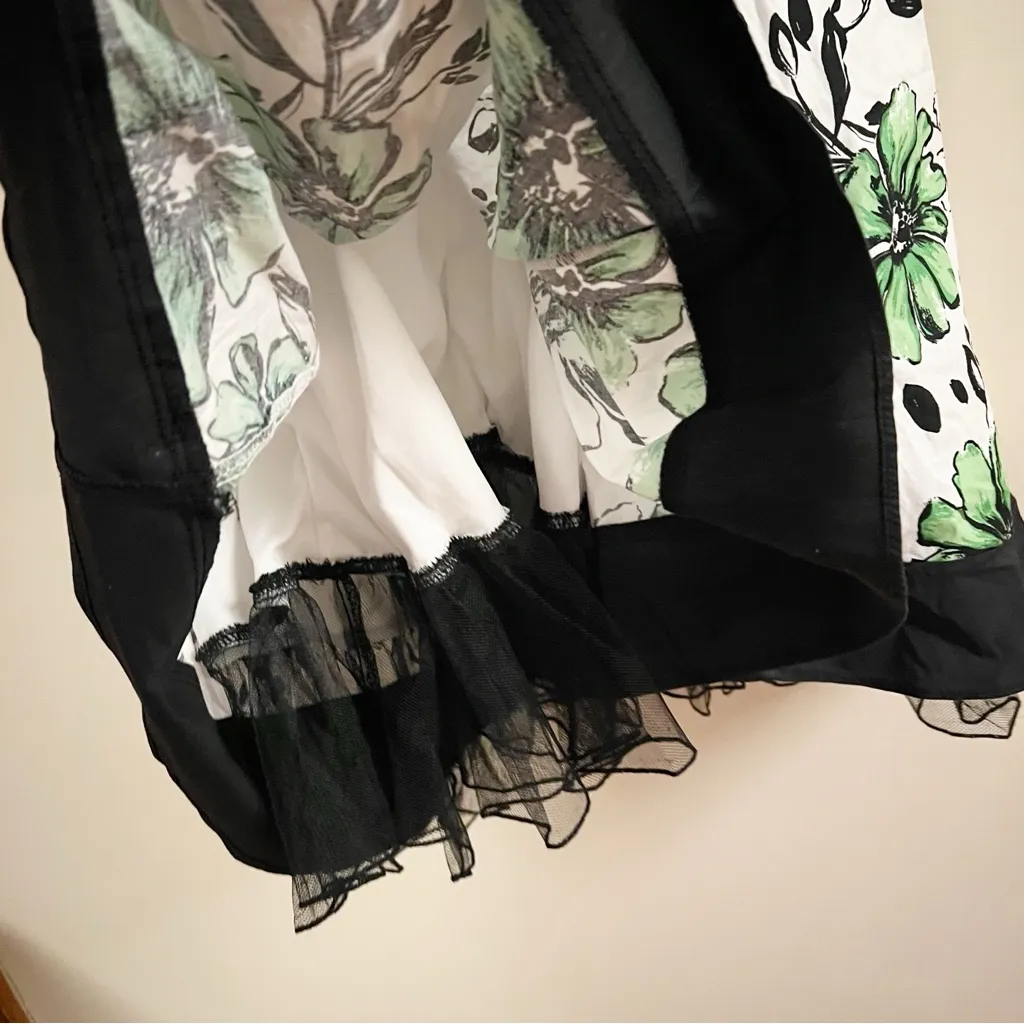 Ruby Rox White/Green Floral Midi Dress Tie Waist NEW Size Juniors 9 Retro - Image 9