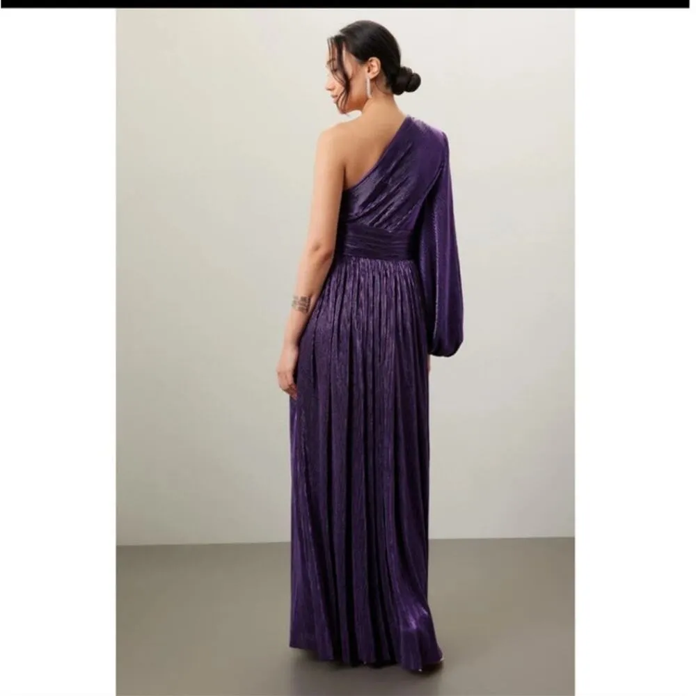 Bronx & Banco Women's Metallic Purple Florence One Shoulder Gown Dress Size XL - Image 2