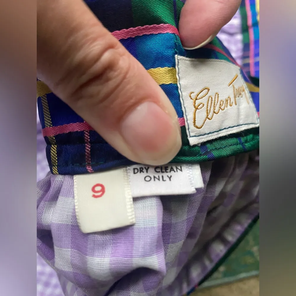 Vintage rare 60/70s Ellen Tracy plaid taffeta wrap long skirt, size medium large - Image 5