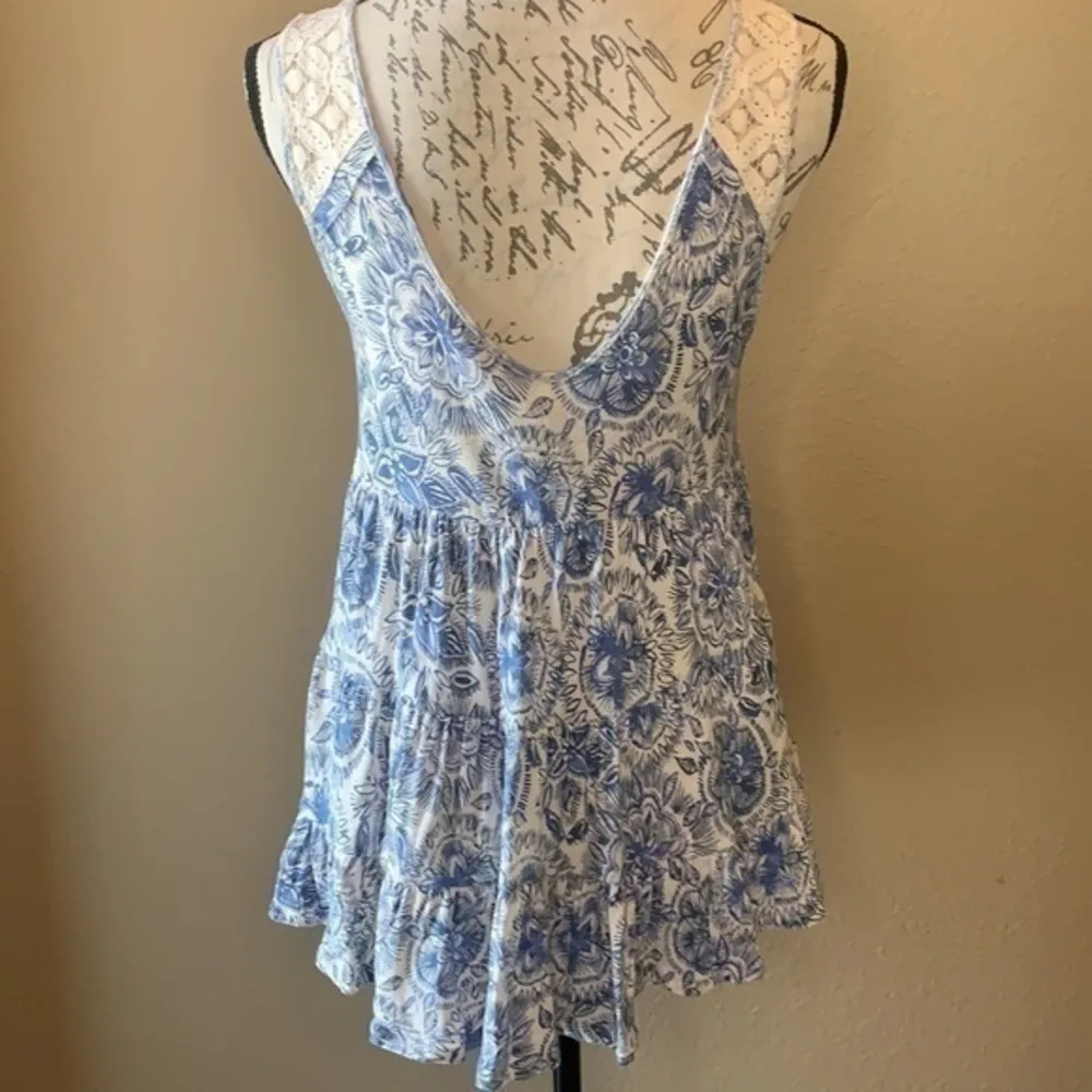 Free People tiered floral crochet lace swing tank - Image 4