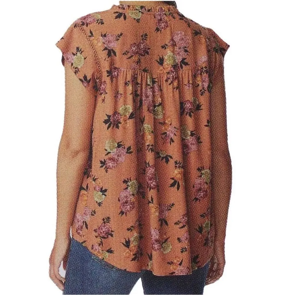 BUFFALO BY DAVID BITTON Floral‎ Boho Flutter Sleeve Top, Large - Image 2