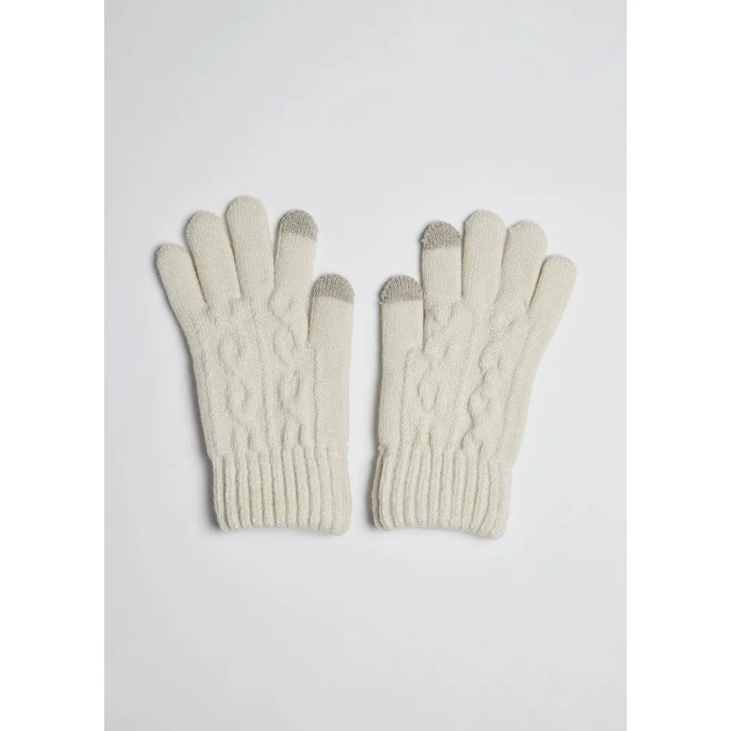 Hat Attack Frosty Touch Gloves in Ivory One Size Womens Smart Mittens Gray - Image 12