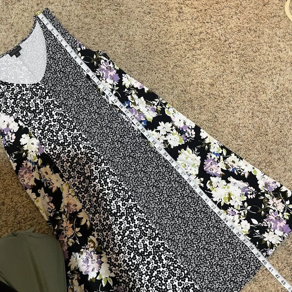J Jill Wearever Collection M TALL Floral Patchwork Mixed Print Sleeveless Dress Black Size M - Image 13