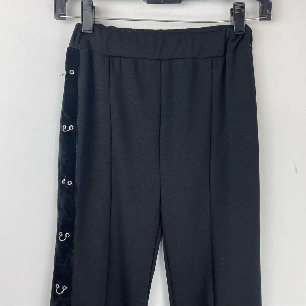 ZARA  Flowy Flare Pants Sz Small Velvet Ring Side Pull On Y2K Trendy - Image 5