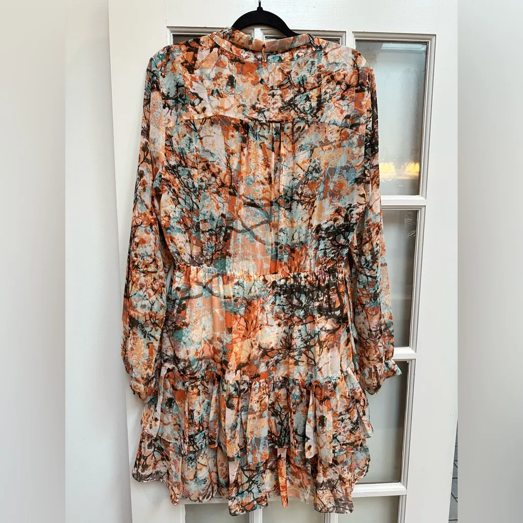 Bebe Watercolor Ombre Tie Dye Boho Ruffle Drop Waist Dress Size XL NWOT - Image 5