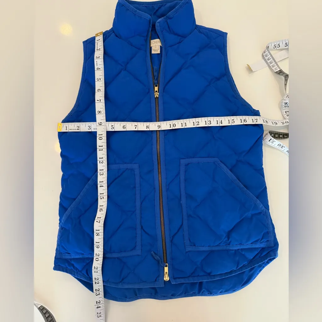 J. Crew Vibrant Blue Down Filled Quilted Zip Up Vest Snow Winter Cold Ski - Image 6
