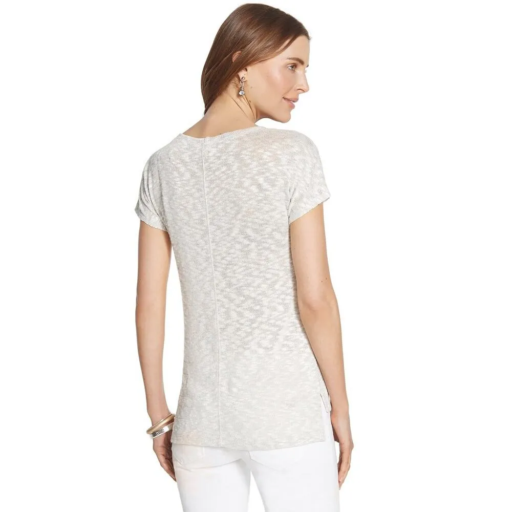 Chico's Womens Sweater Sz 3 XL 16 Leopard Terrain Hailie High Low Top Silver NEW - Image 4