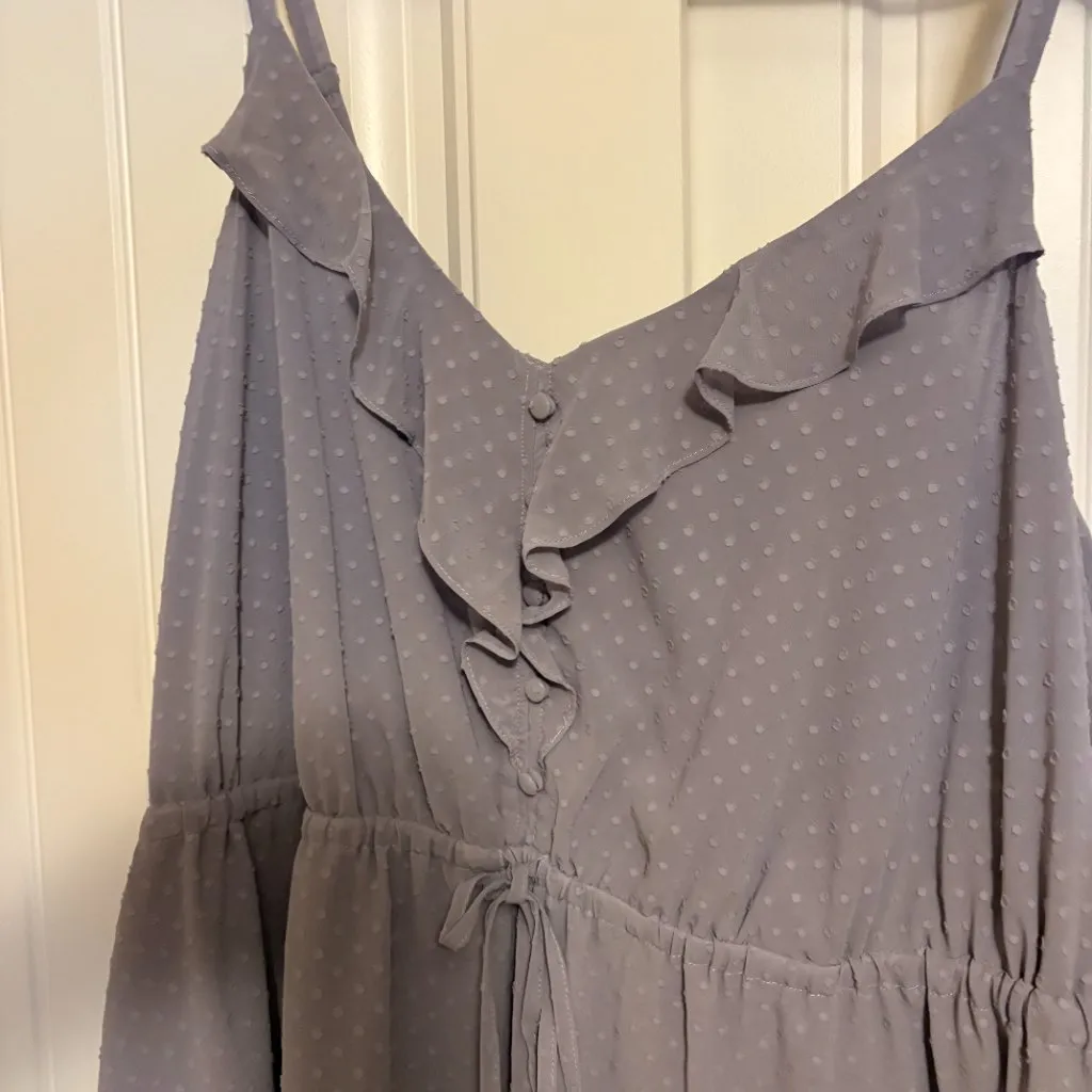 Torrid Chiffon Clip Dot Ruffle Tie Waist Tank Size 4 4X Light Purple Swiss Dot - Image 2