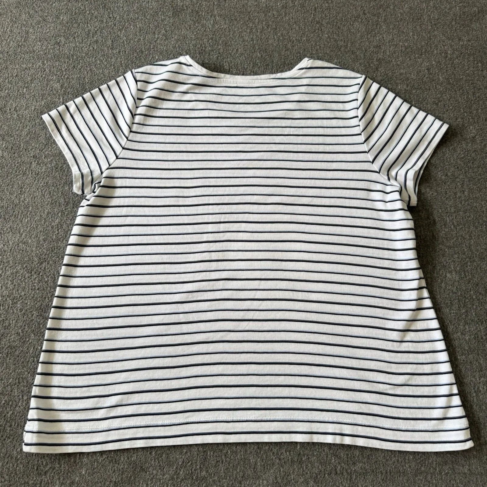 J Jill Pima Crew Neck Tee Womens L Stripe 100% PIMA Cotton Short Sleeve White Size L - Image 2