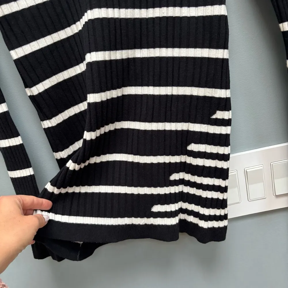 Alexander Wang T by  Black Ivory Striped Fitted Rib Pullover Medium - Image 6