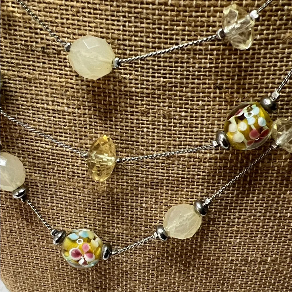 Multicolor Beaded Necklace Yellow - Image 2