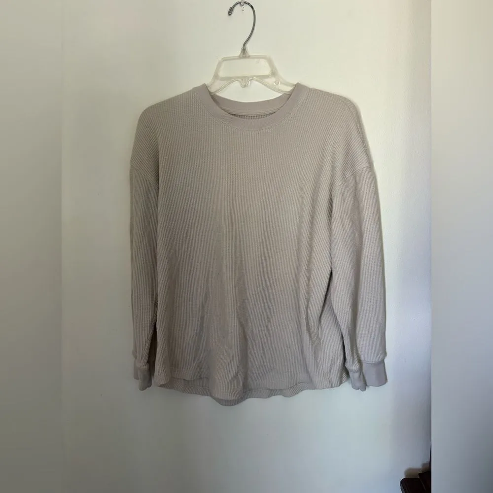 Abercrombie greige waffle wave thermal long sleeve top S 66% cotton - Image 5