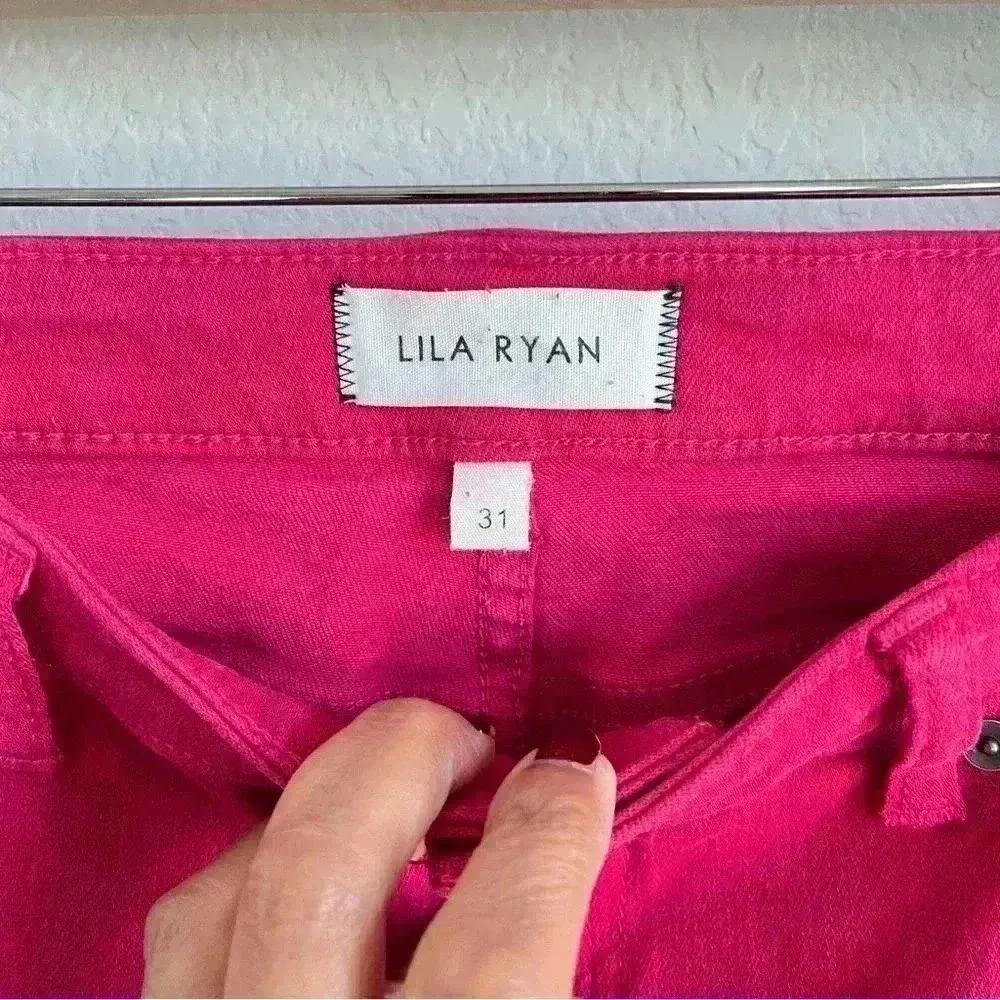 Lila Ryan Crop Jeans Women's Size 31 Solid Cuffed Berry Pink Barbie Core Capsule - Image 8