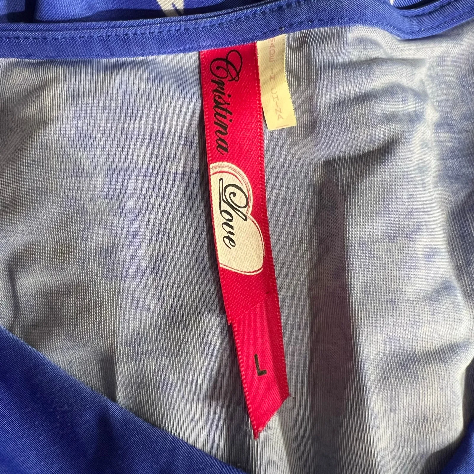 Cristina Love Womens Empire Waist Babydoll Mini Dress Smocked Floral Blue Large - Image 7