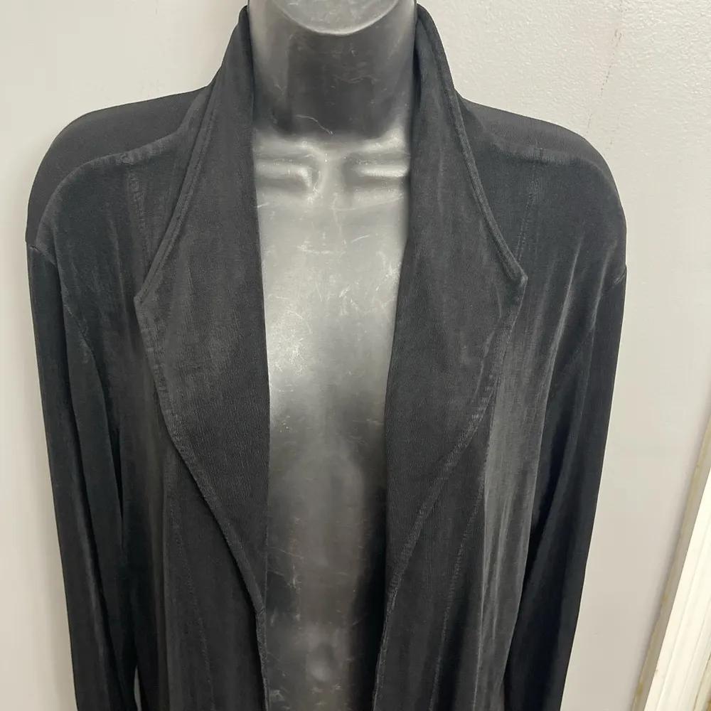 Chicos Travelers Women’s Cardigan Size 2 Black Stretch Open Front Slinky - Image 3