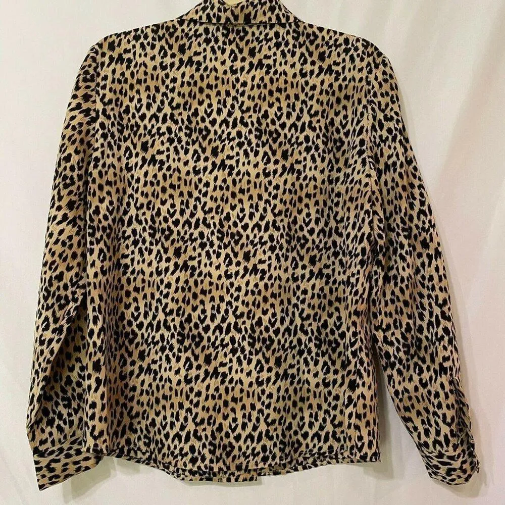 Norton McNaughton Vintage Brown Leopard Print Top Women 10P Classic Quiet Luxury - Image 2