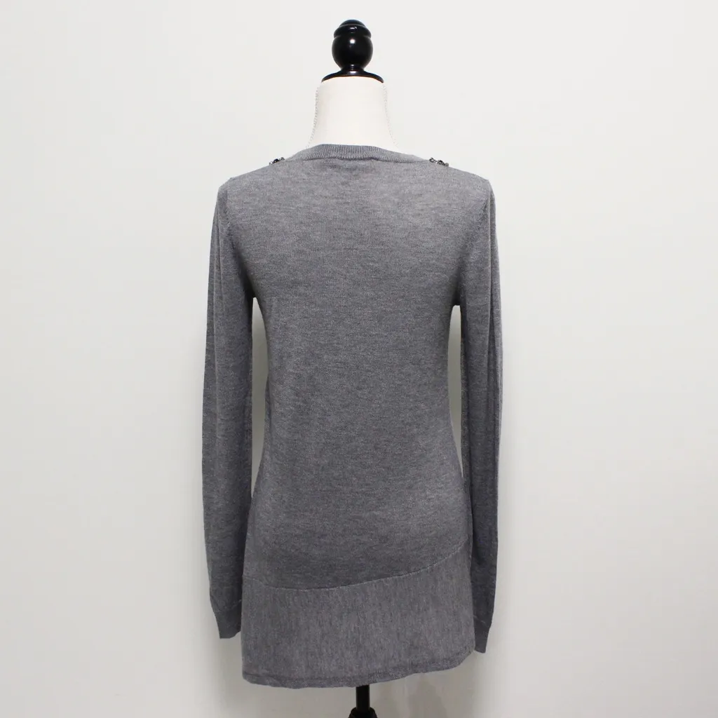 Simply Vera Wang Gray Rhinestone Sweater Bias Cut - Image 5