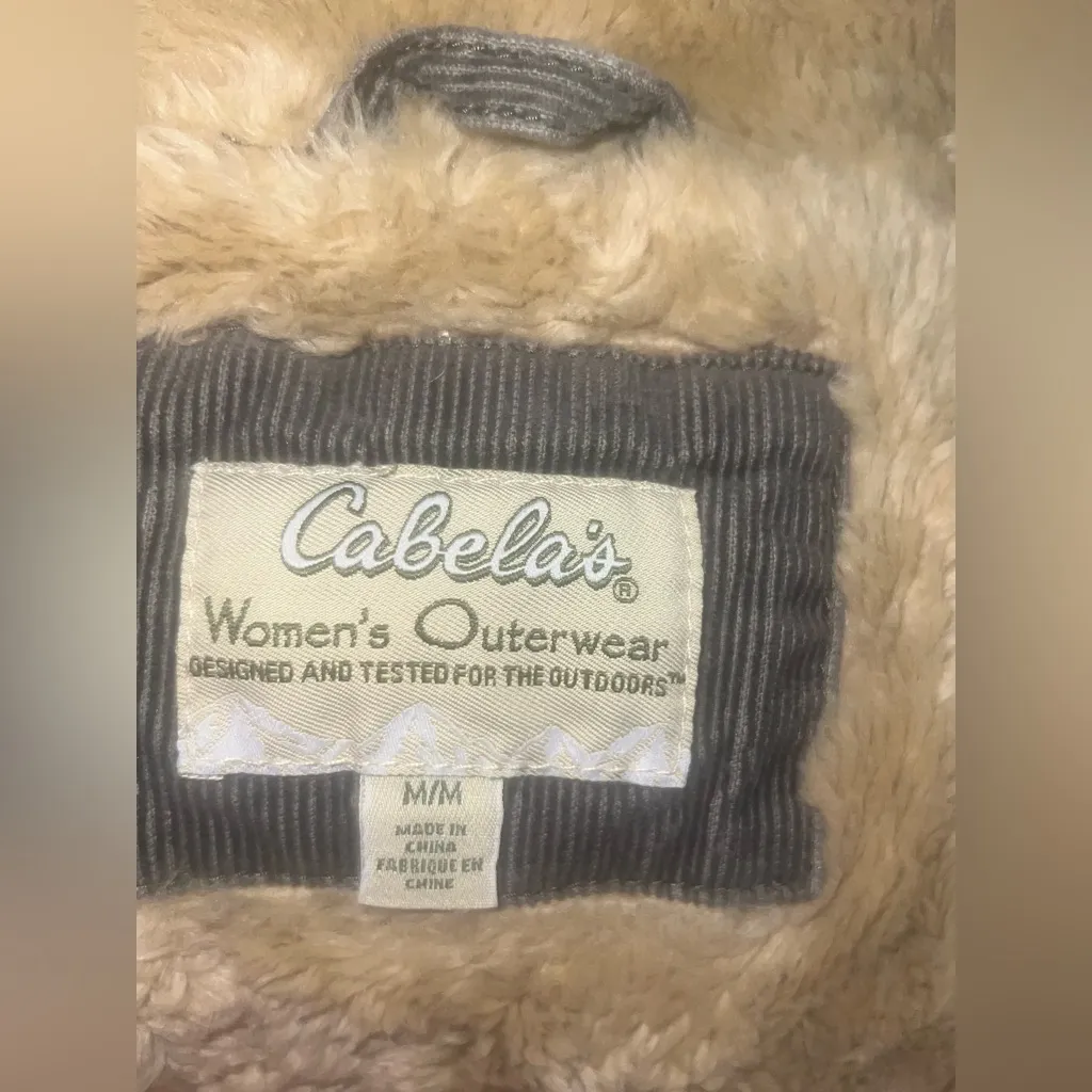 Cabela’s Corduroy Sherpa Trucker Vest Olive Chore Barn Ranch Utility Western Med - Image 3