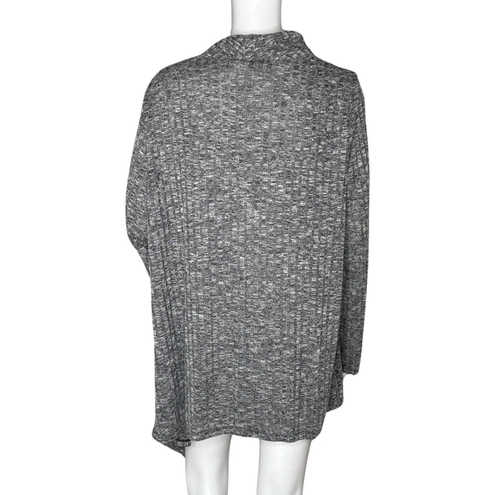 Dana Buchman Sweater Women Large Gray White Marled Cardigan‎ Lagenlook Neutral - Image 4